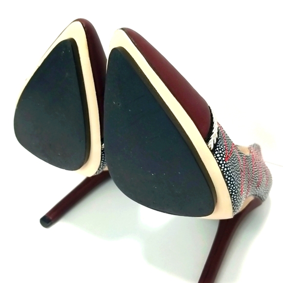 GX by Gwen Stefani, Women's Black, White and Deep Red Heels size 6 Like New - Picture 7 of 8